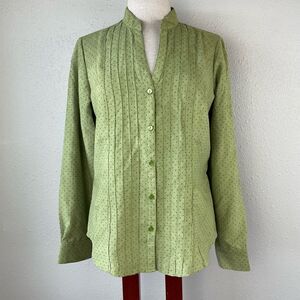 NWT Shaver Lake Suede Green Polka Dot Button Down Top Size M